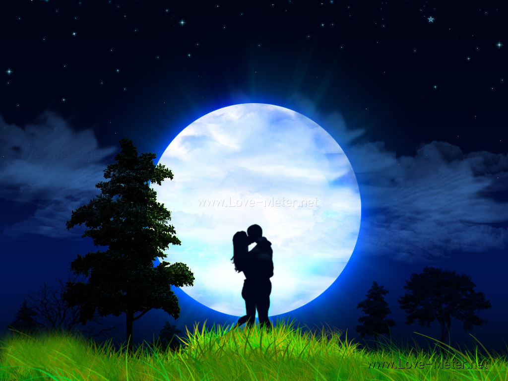 Love You 3d Wallpapers ~ 3d Wallpapers - Romantic Moon - 1024x768 Wallpaper  