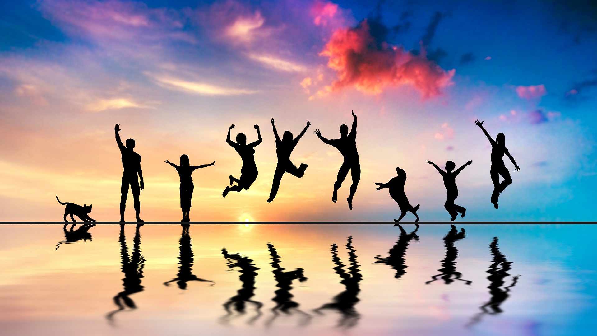 Lovely Friends Dancing Wallpaper - Happy Group Of Friends - HD Wallpaper 