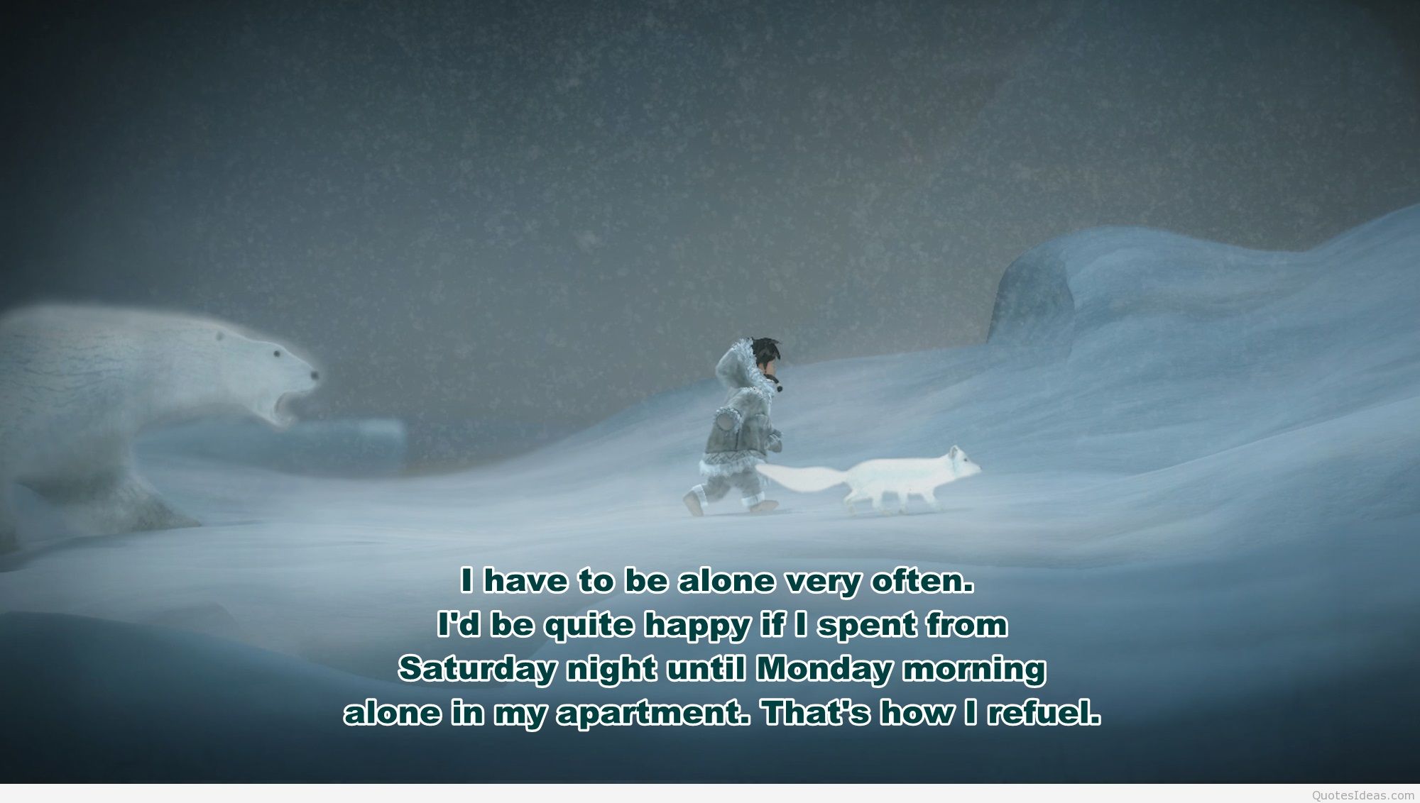 Awesome Hd Alone Quote - Snow - HD Wallpaper 