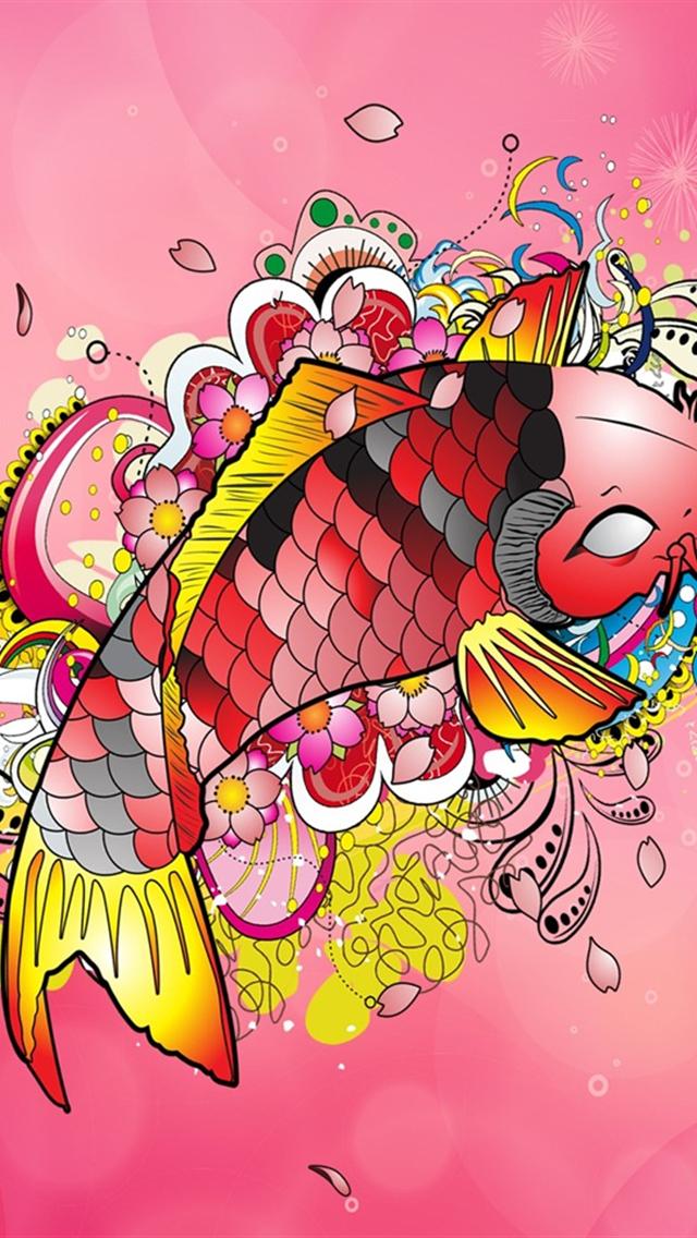 Pink Fish Iphone 5 Wallpapers - Pink Koi Fish - HD Wallpaper 