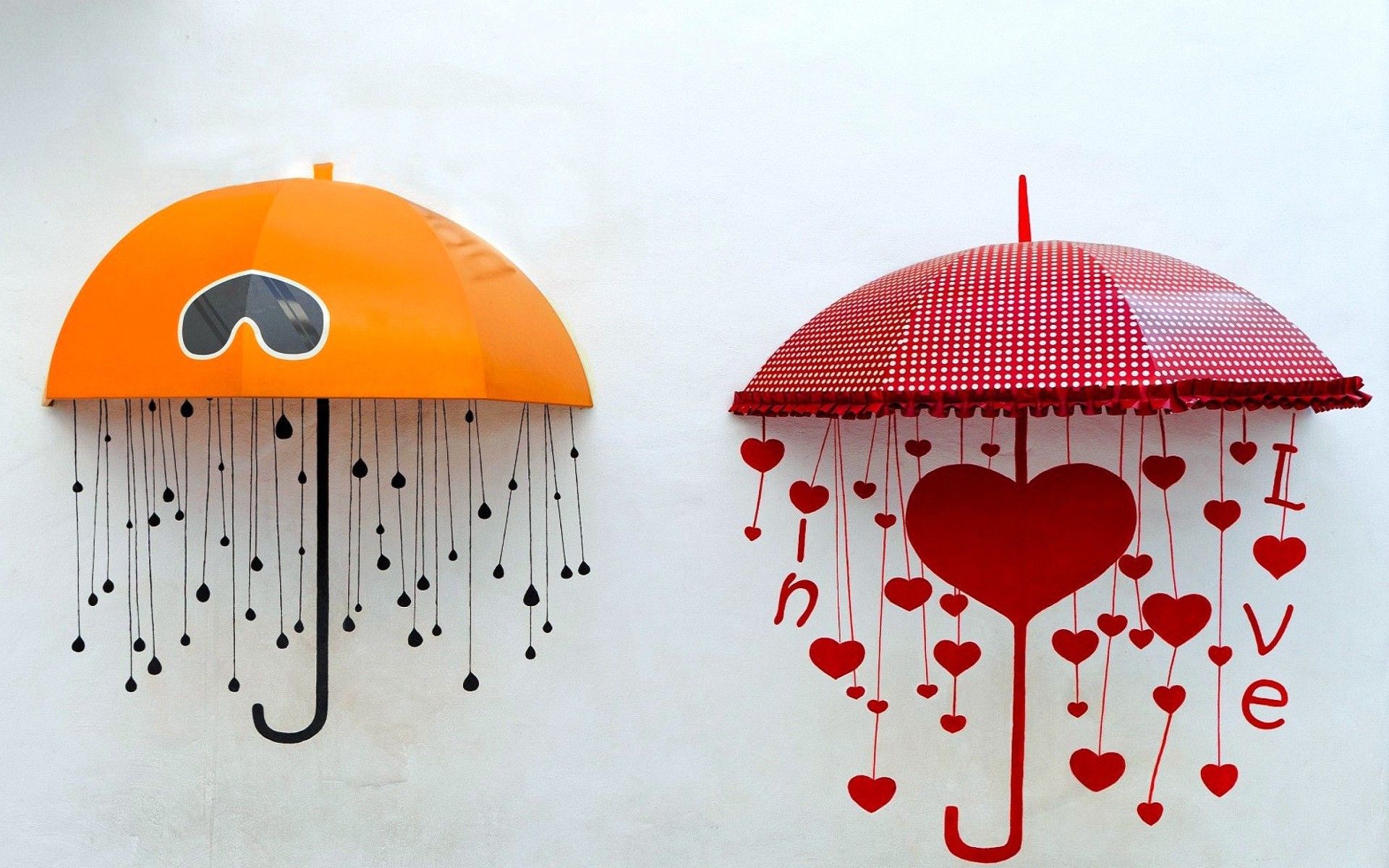 Fall In Love Umbrella With Hearts Love Wallpapers 
 - C360 Solutions, Inc. - HD Wallpaper 