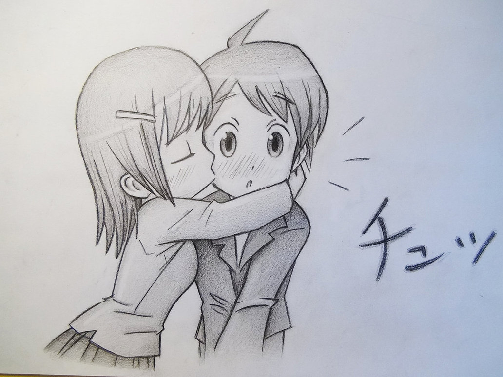 drawings of a girl and a boy in love