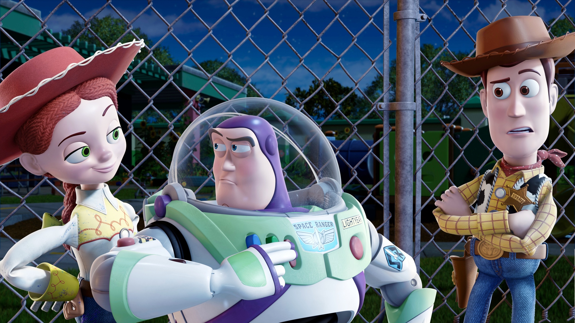 Toy Story 3 Buzz And Woody Near The Fence - HD Wallpaper 