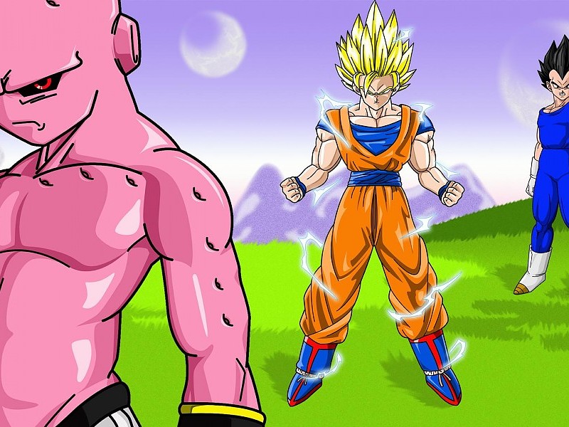 Kid Buu, Goku & Vegeta Wallpaper - Kid Buu - HD Wallpaper 