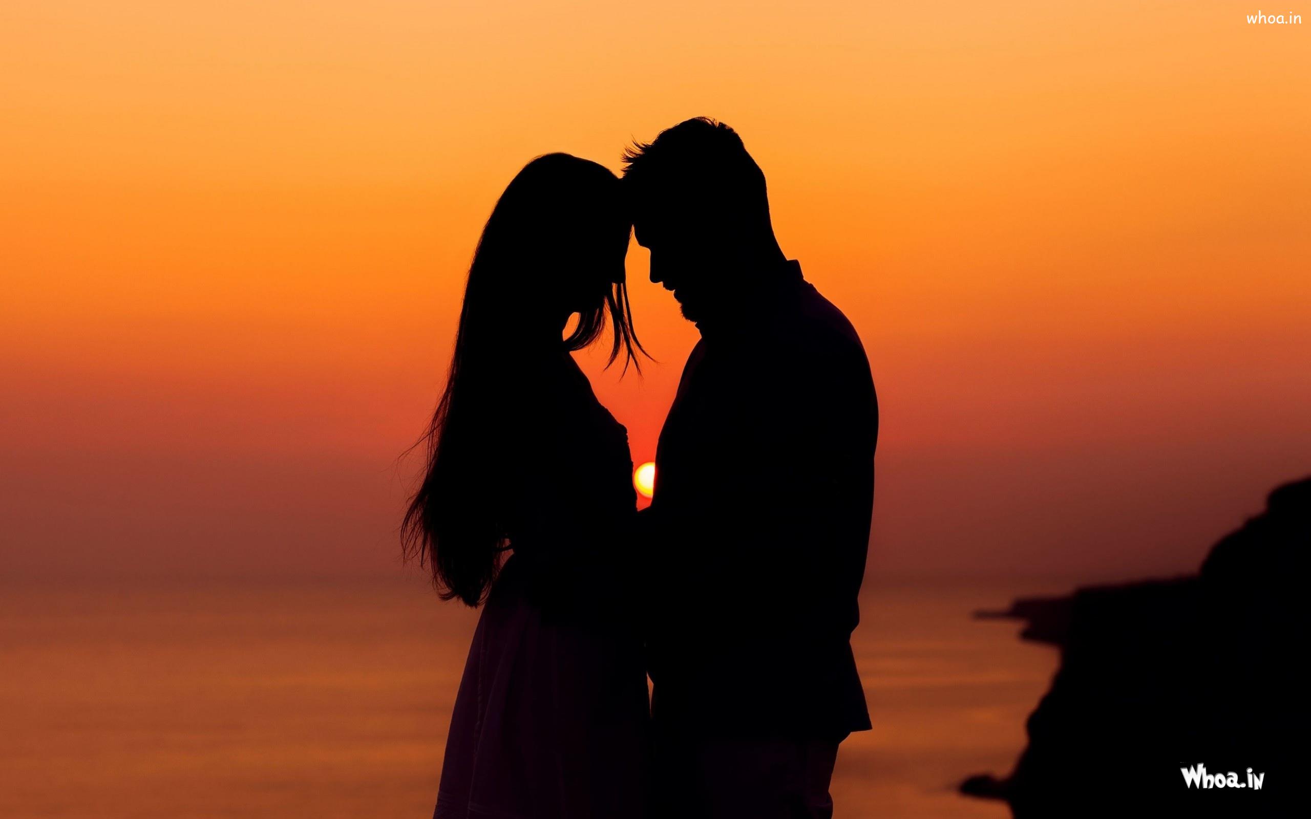 Boy And Girl Silhouette Sunset - HD Wallpaper 