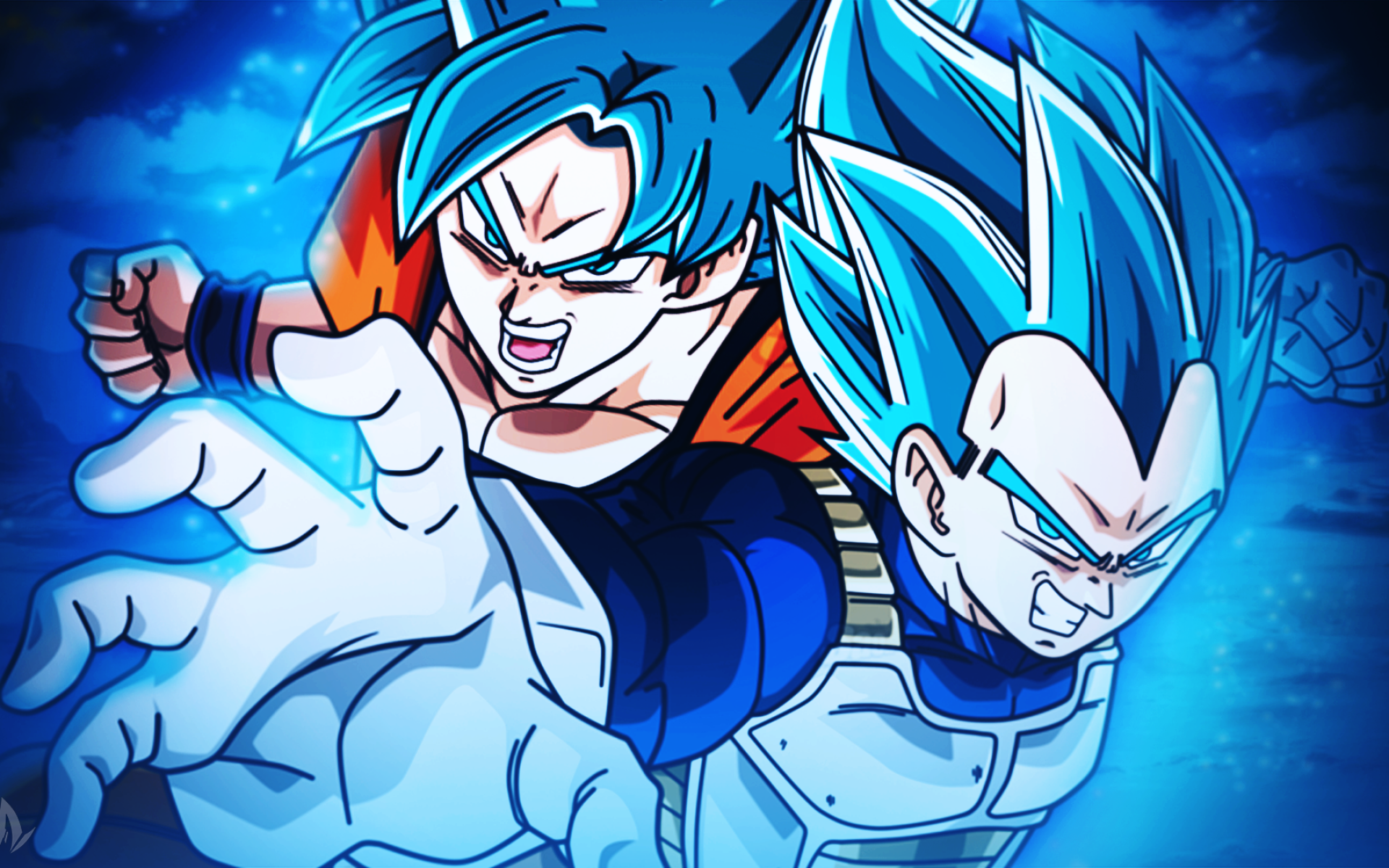 Goku, Vegeta, Art, Dragon Ball, Dbs, Dragon Ball Super, - Dragon Ball Super Goku E Vegeta Blue - HD Wallpaper 