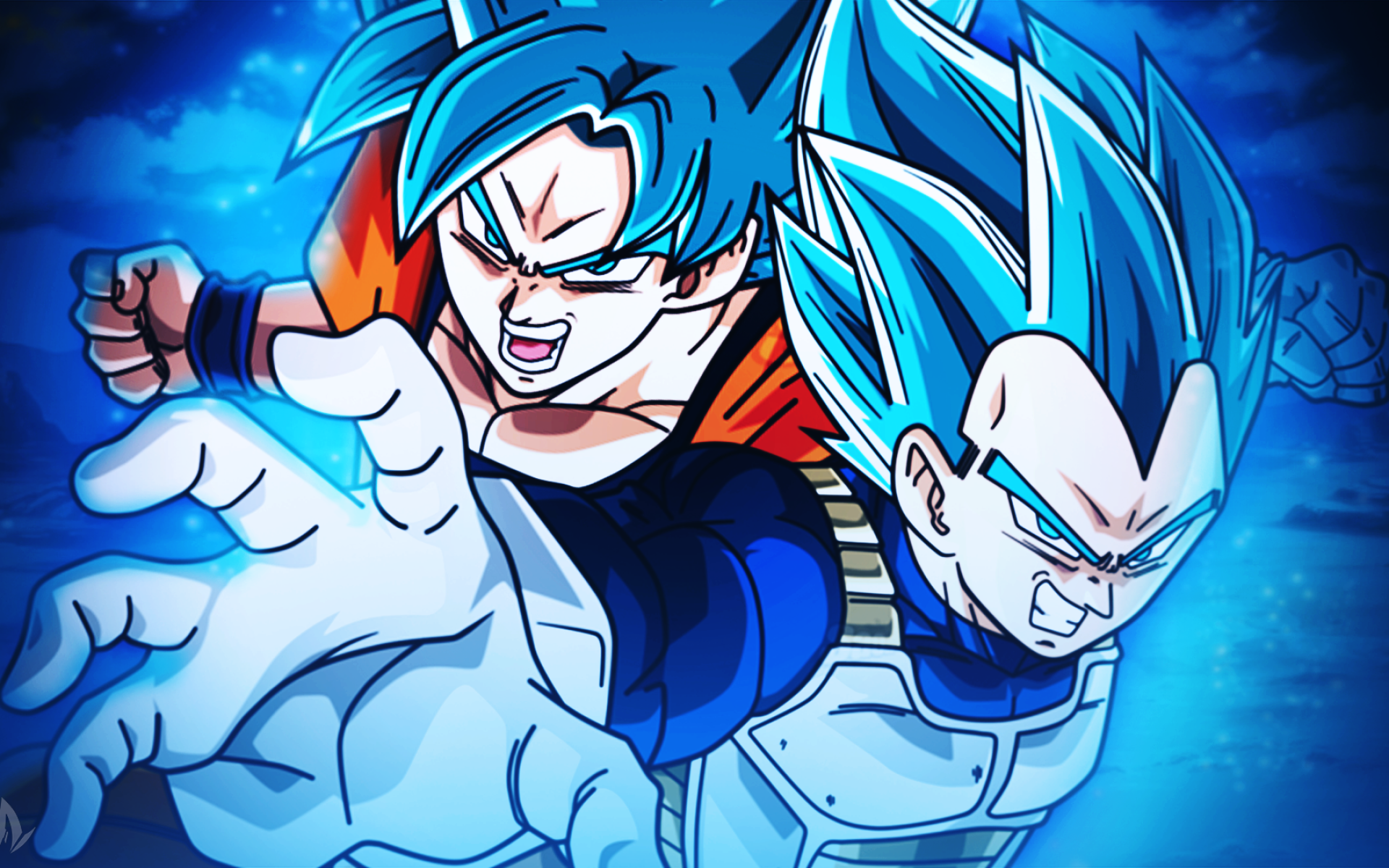 Goku, Vegeta, Art, Dragon Ball, Dbs, Dragon Ball Super, - Dragon Ball Super  Goku E Vegeta Blue - 1920x1200 Wallpaper - teahub.io