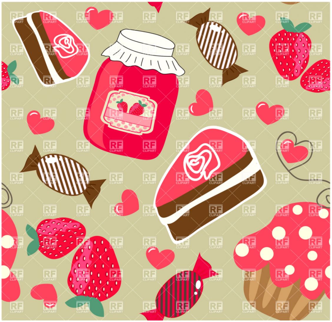 Seamless Background With Desserts Cupcakes Jam Pot - Depositphotos Background - HD Wallpaper 