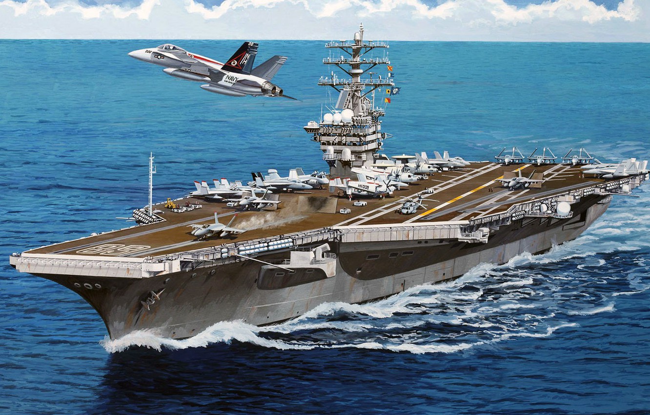Photo Wallpaper Us Navy, Us Aircraft Carrier, Uss Nimitz, - Revell Nimitz 1 1200 - HD Wallpaper 
