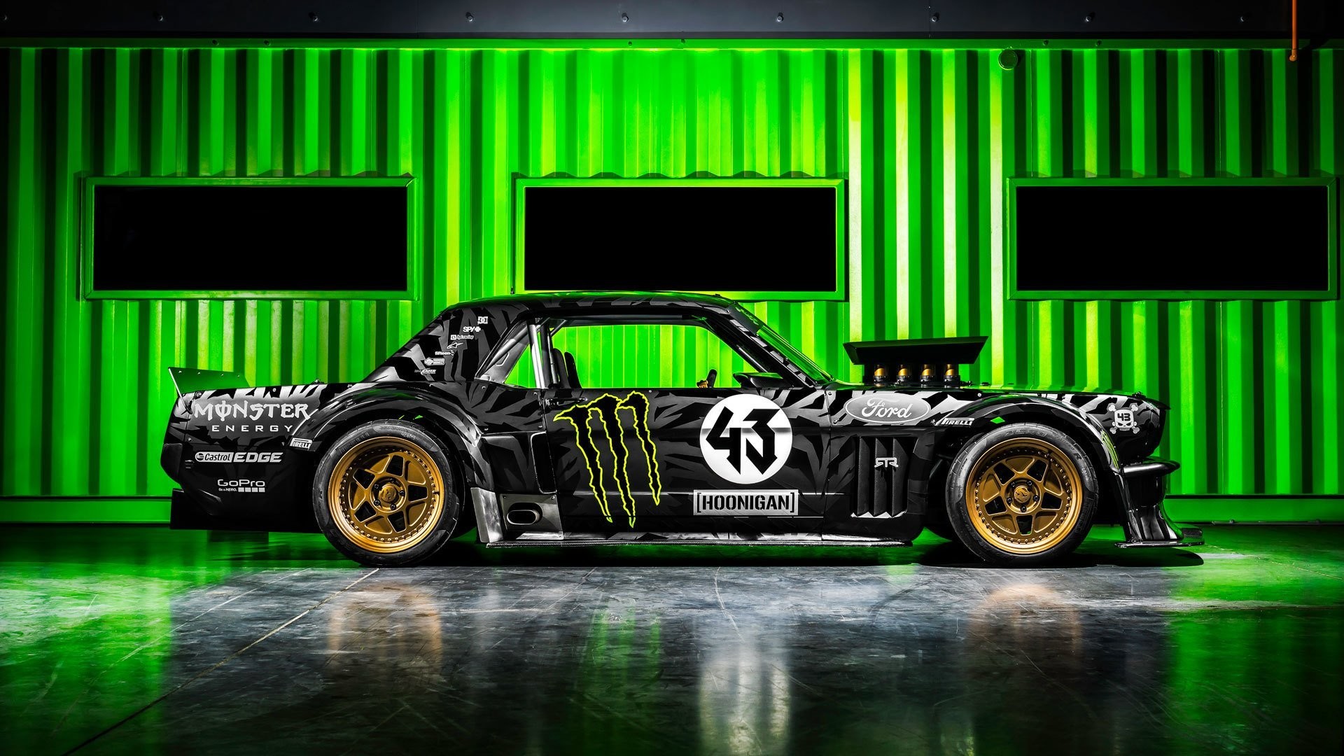 Ford Mustang Rtr 1965 Hoonicorn 845 Hp Gymkhana Seven - Monster Energy Ken Block Mustang - HD Wallpaper 