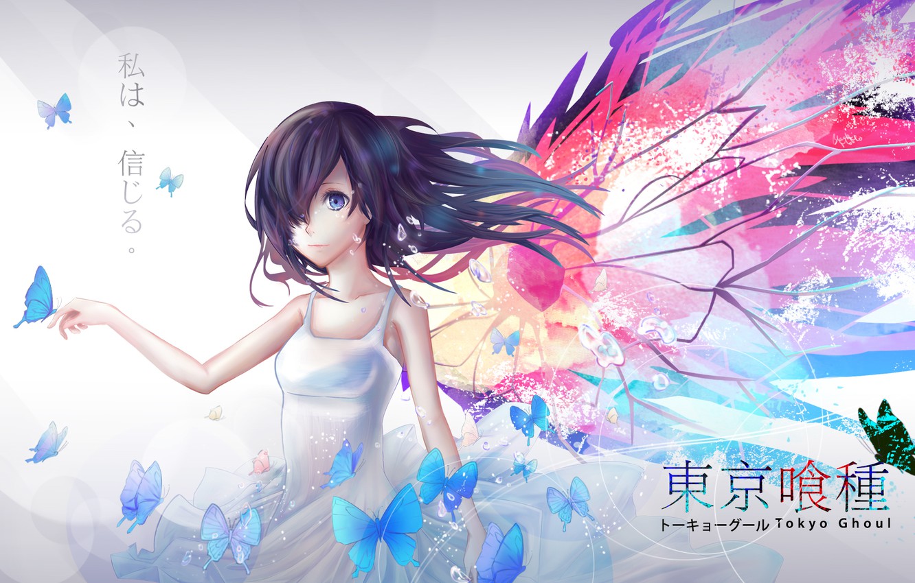 Photo Wallpaper Girl, Butterfly, Wings, Anime, Tears, - Anime Girl Butterfly Wings - HD Wallpaper 