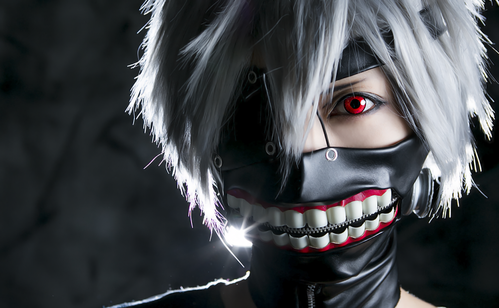 Kaneki Ken, Cosplay, Face Portrait, Close-up, Mask, - Tokyo Ghoul - HD Wallpaper 