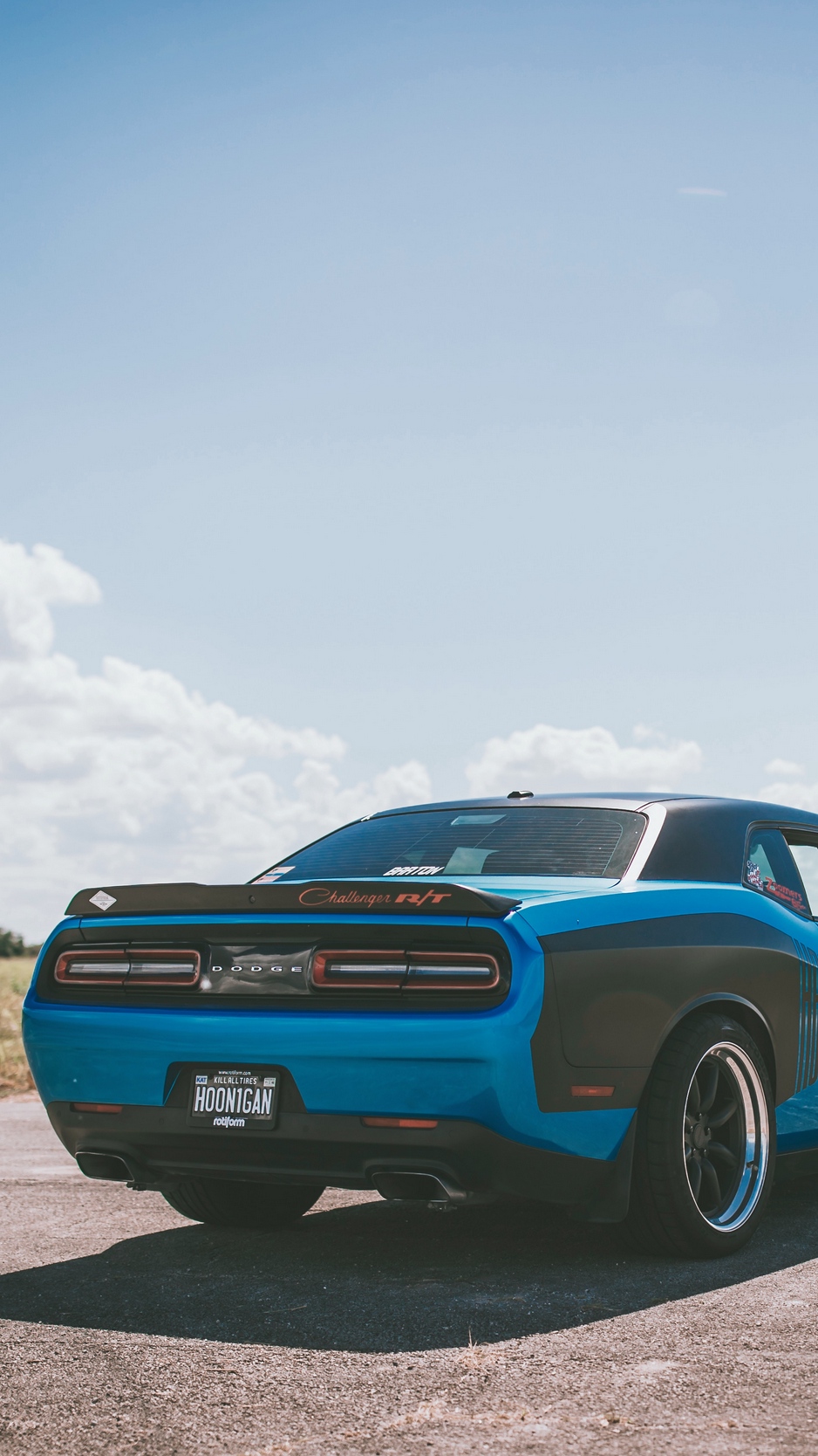 Wallpaper Auto, Rear View, Sport Car, Blue - Dodge Challenger - HD Wallpaper 