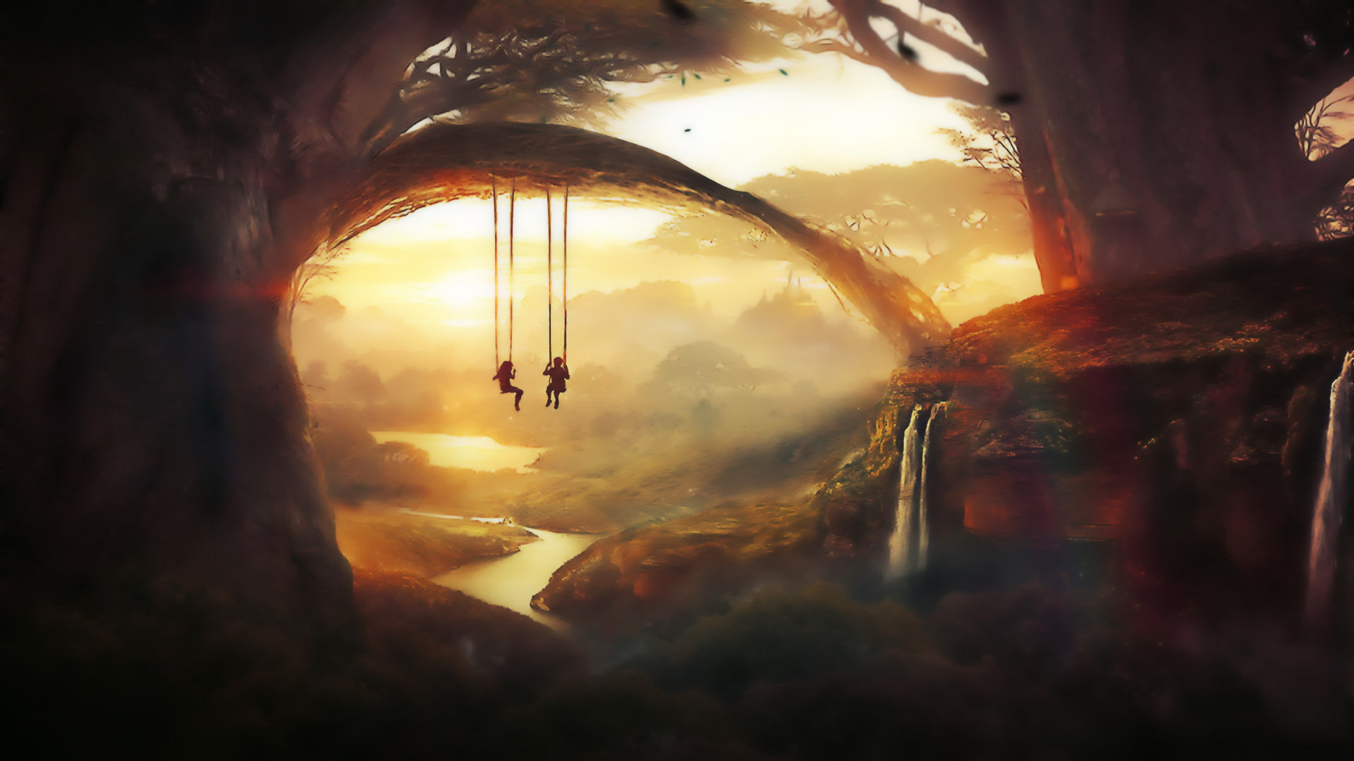 Best Fantasy Landscape Wallpaper Id - Boy And Girl Fantasy - HD Wallpaper 