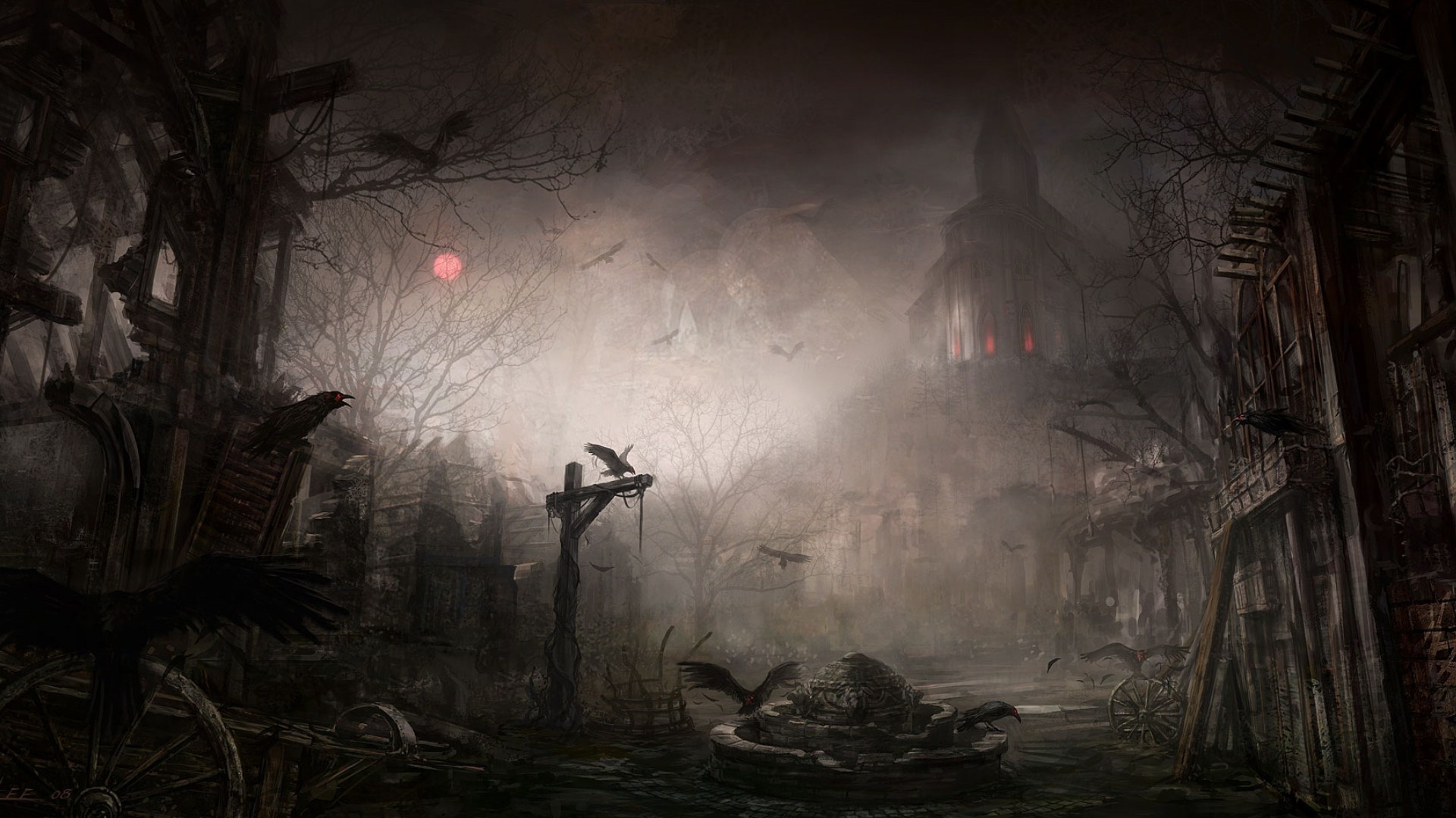 Creepy Landscape Wallpaper 1080p Desktop,, Hd - Spooky Horror Halloween Background - HD Wallpaper 