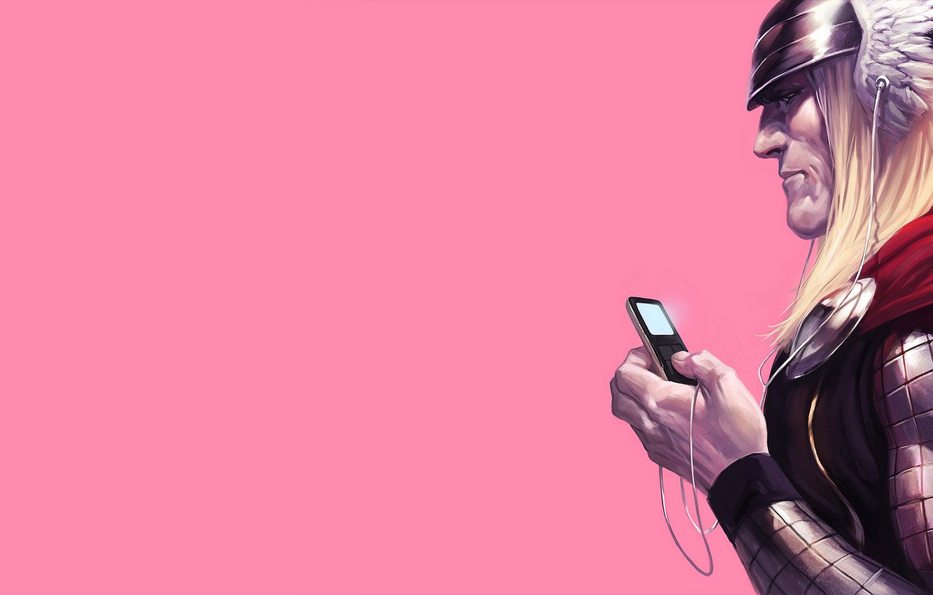 Photo Wallpaper Music, Headphones, Player, Wire, Comic, - Thor Ipod - HD Wallpaper 