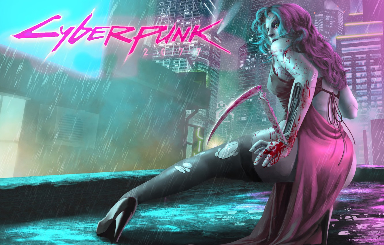 Photo Wallpaper Girl, The City, The Game, Rain, Art, - Cyberpunk Girl Wallpaper 4k - HD Wallpaper 