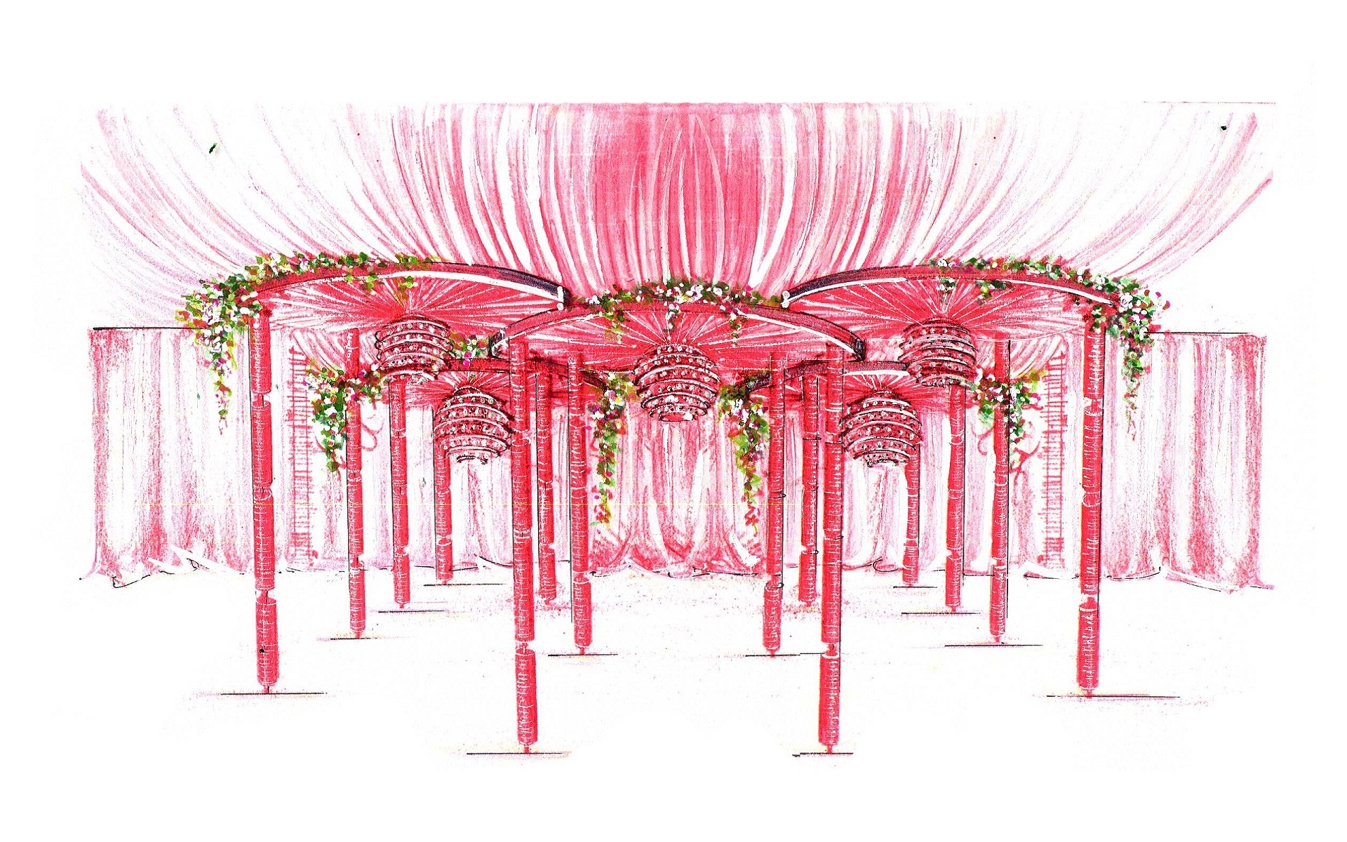 Happy Marriage Anniversary Flowers Wallpapers And Backgrounds - Wedding Mandap Sketch - HD Wallpaper 