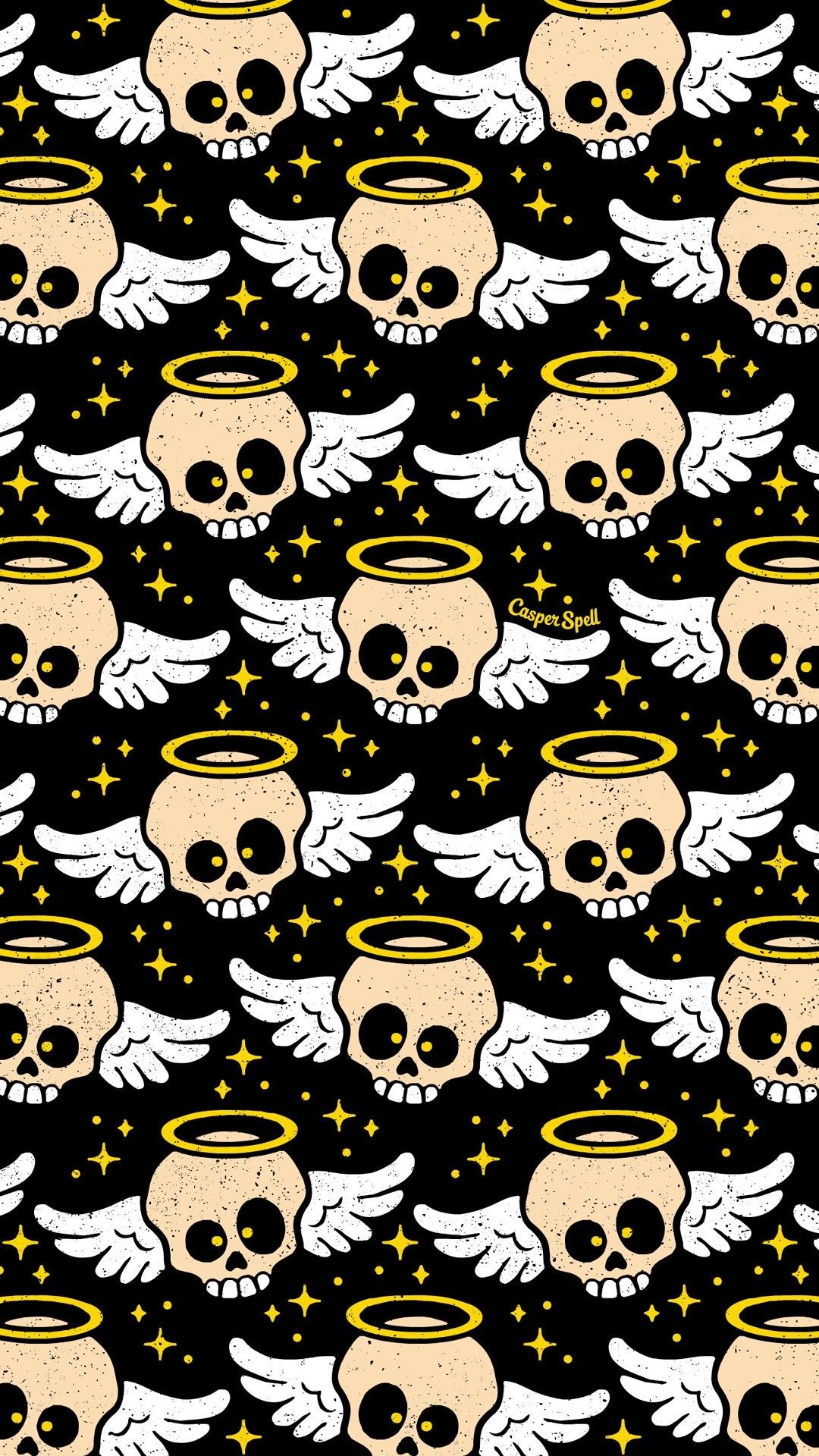 1080x1920, Angel Skull Skulls Macabre Spooky Creepy - Cute Scary Halloween Background - HD Wallpaper 
