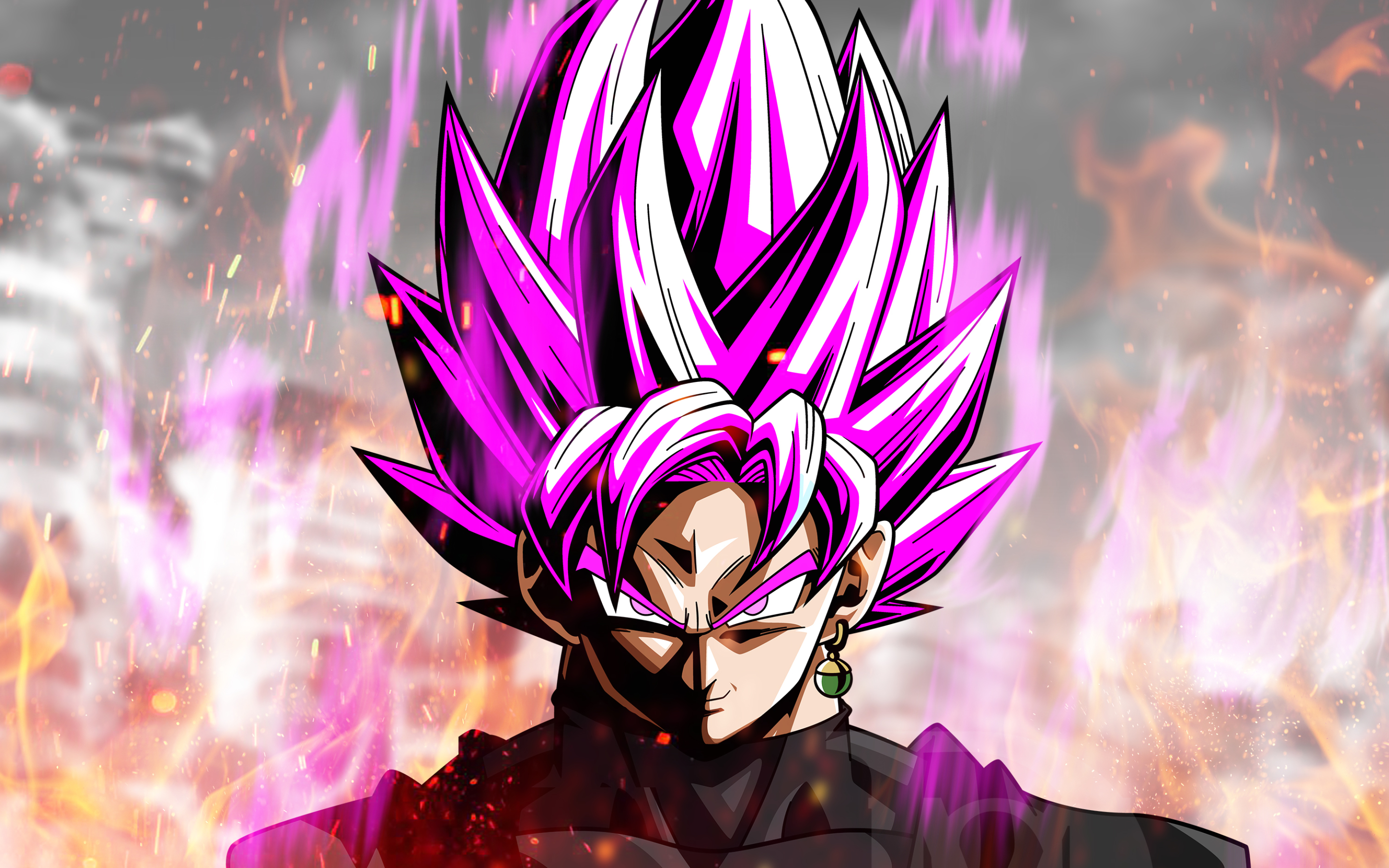 Black Goku, Fire Flames, Close-up, Dbs, Super Saiyan - Black Goku Super Saiyan Rose - HD Wallpaper 