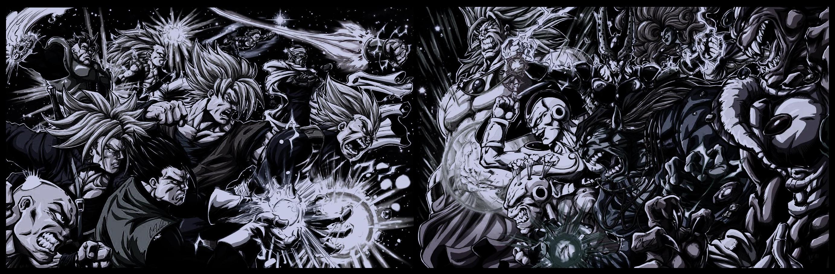 Dbz Saiyans Vs Enemies All Characters Gotham Hd Wallpaper - Dragon Ball Z Heroes Vs Villains - HD Wallpaper 