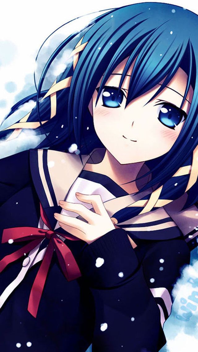Best Gallery Of Anime Images On Gallery, Phone - Anime Girl Dark Blue Hair  With Blue Eyes - 640x1139 Wallpaper 