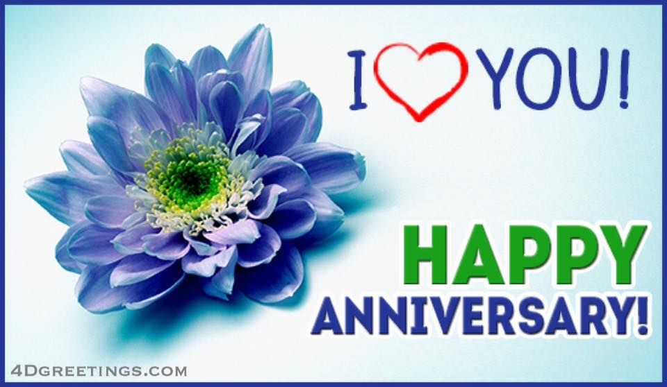 Anniversary Cards - Happy Anniversary Blue Flowers - HD Wallpaper 