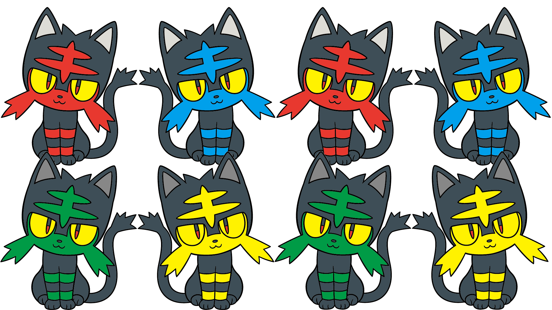 R - B - G - Y - Litten Wallpaper - Cartoon - HD Wallpaper 