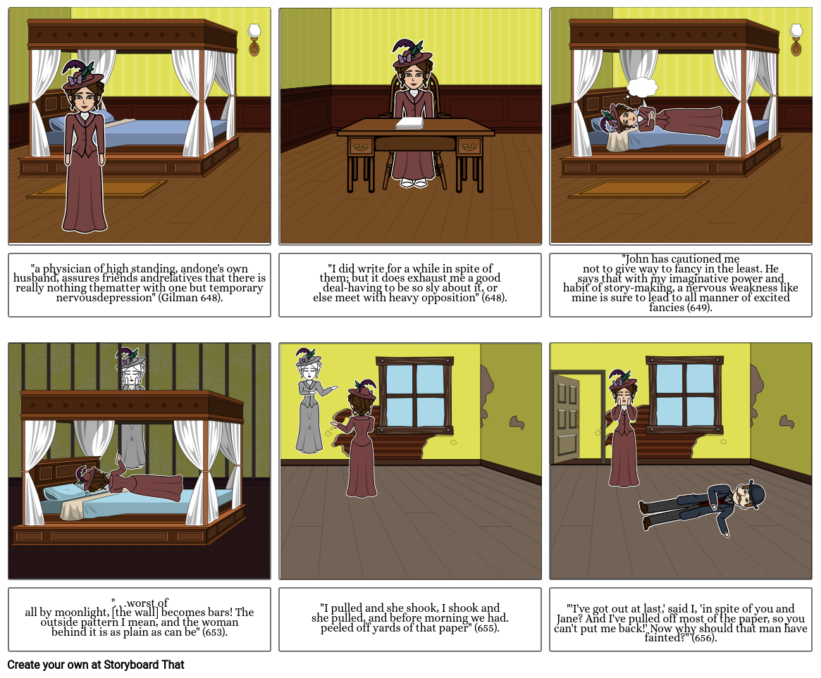 Yellow Wallpaper Story Bed - HD Wallpaper 