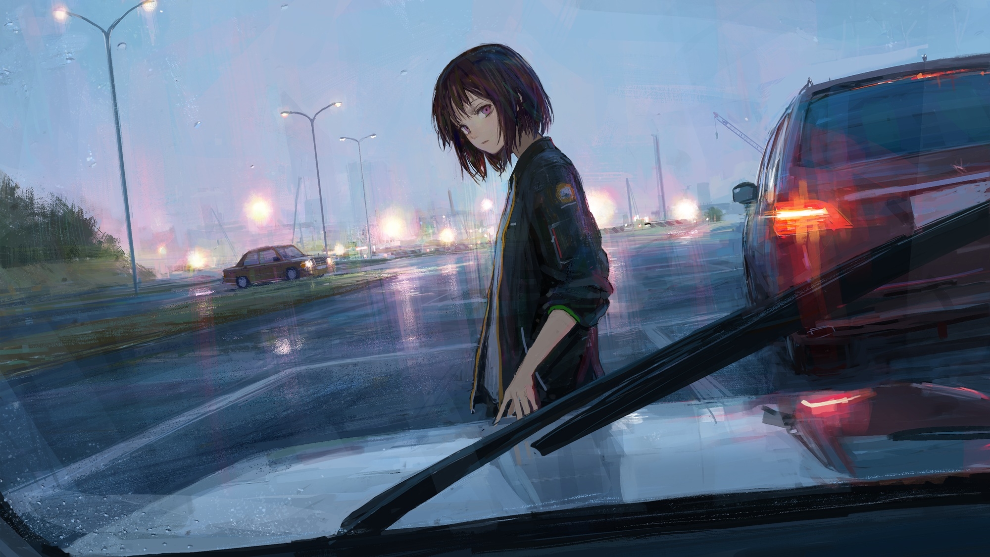 Anime Girl Short Hair - HD Wallpaper 