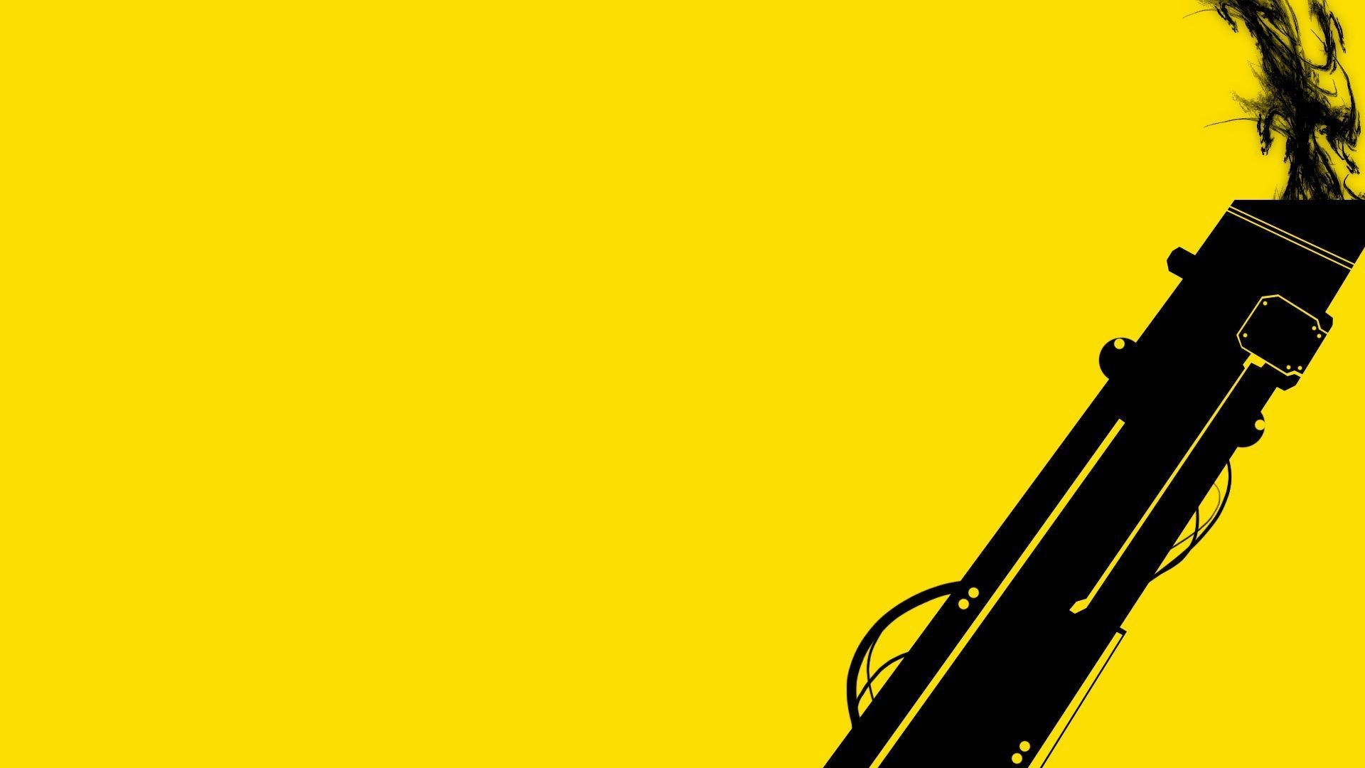 1920x1080, Black Gun On Yellow Background Wallpaper - Yellow Backgrounds For Desktop - HD Wallpaper 