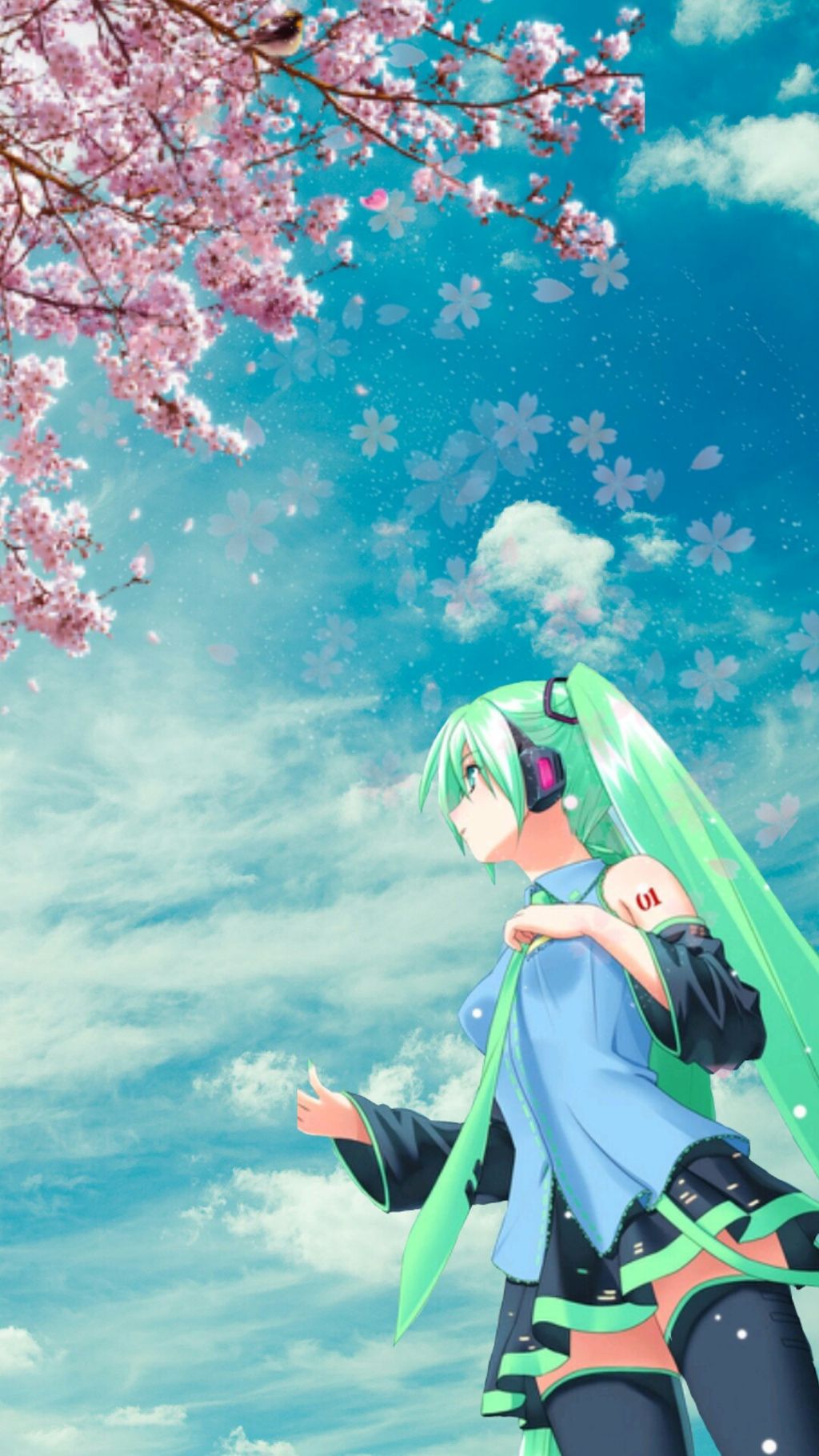 Mikuhatsune Miku Anime Spring Blue Japan - Anime Background Hd For Google - HD Wallpaper 
