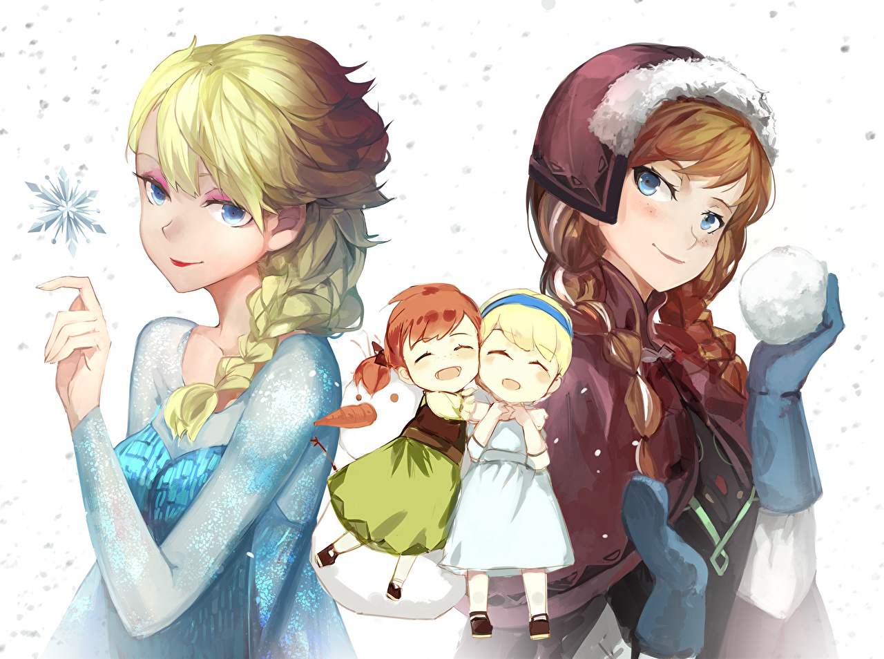 Frozen Anime Elsa And Anna - 1280x954 Wallpaper 