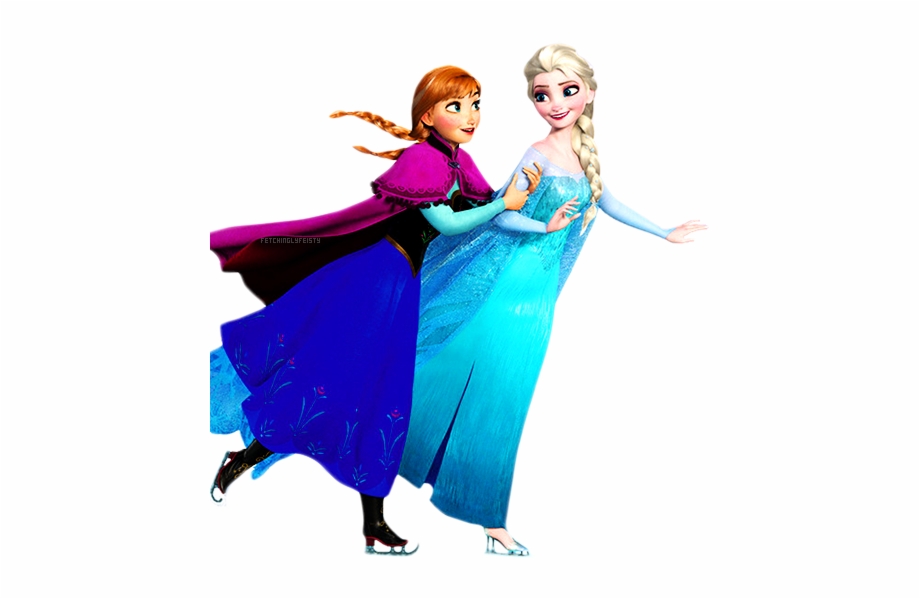 Elsa Anna Skating Together Frozen Elsa - Elsa Frozen Png Ana - HD Wallpaper 