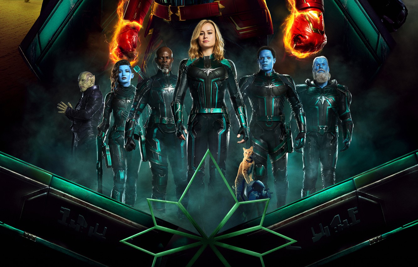 Wallpaper Cat Fiction Helmet Poster Characters Comic - Captain Marvel 2019 Hd - HD Wallpaper 