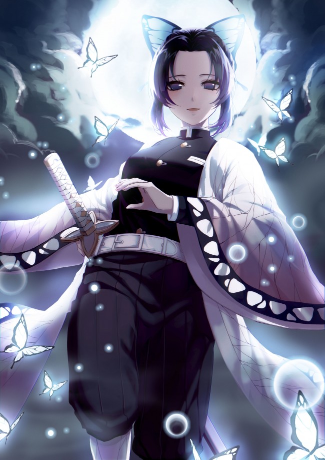 Kochou Shinobu, Katana, Short Hair, Kimetsu No Yaiba - Kimetsu No Yaiba Shinobu - HD Wallpaper 