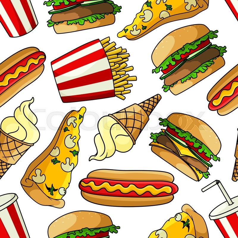 French Fries And Pizza Cartoon - HD Wallpaper 