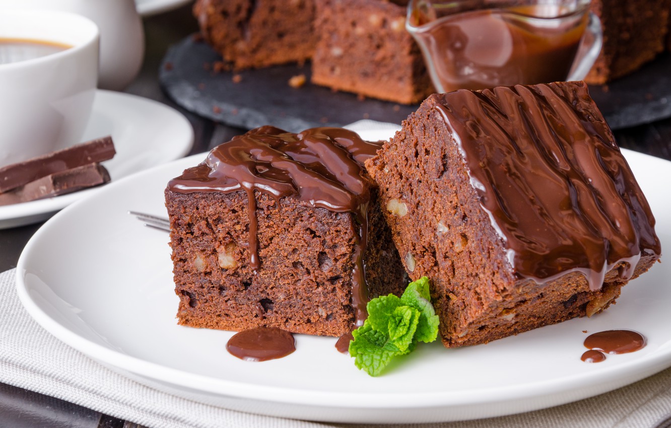 Photo Wallpaper Pie, Nuts, Chocolate, Glaze, Walnut, - HD Wallpaper 