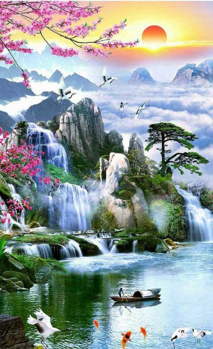 📱hd Wallpaper Sharechat Tranh Vẽ Thác Nước 720x1179 Wallpaper