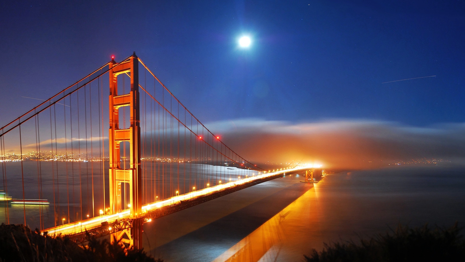 Wallpaper Bridge, Night, Lights, San Francisco, California, - Golden Gate Bridge - HD Wallpaper 