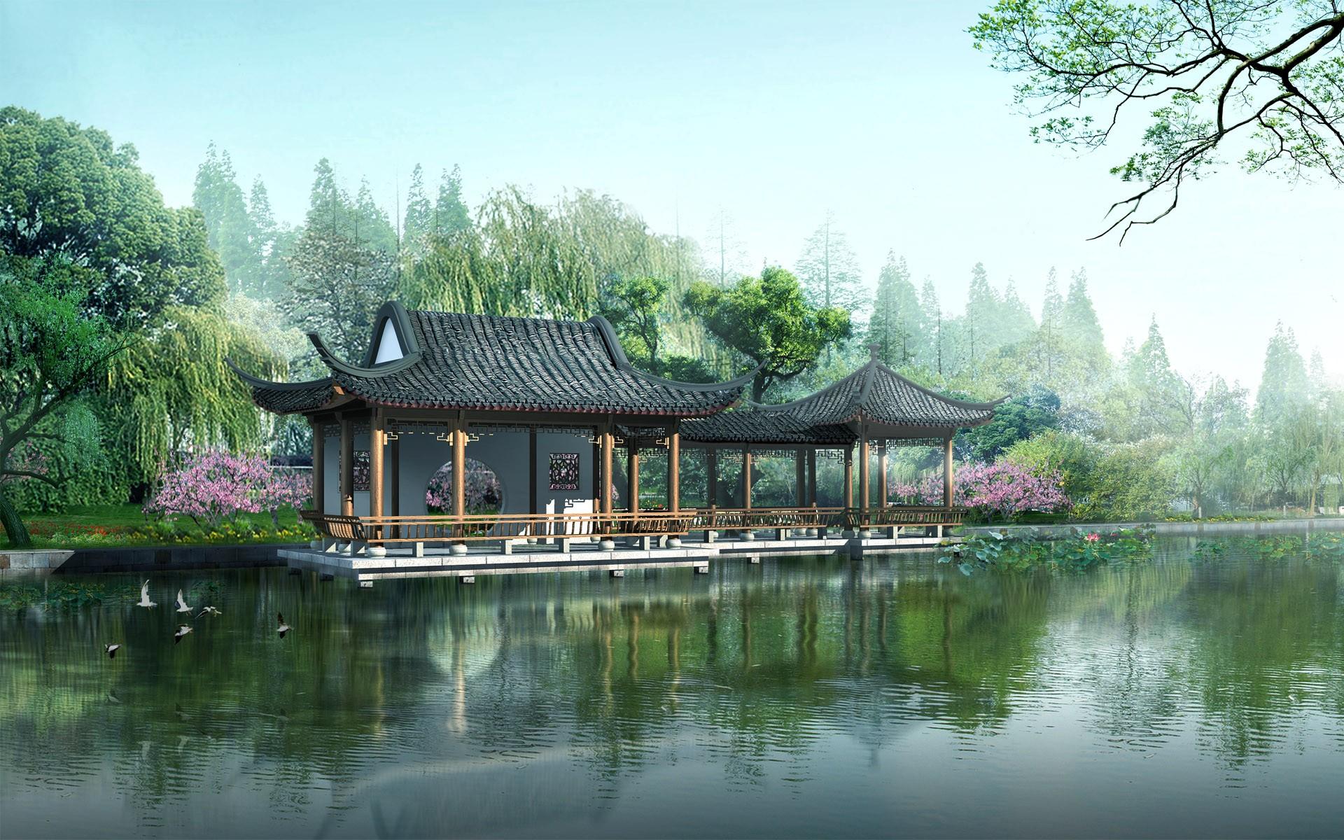 Pc Nature Wallpapers - Japan House In Nature - HD Wallpaper 