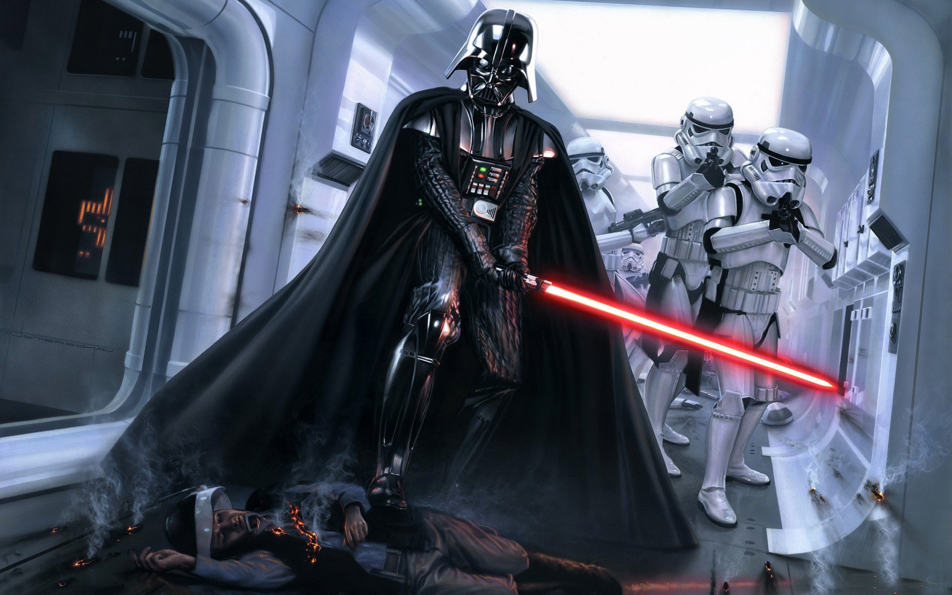 Star Wars Darth Vader And Stormtroopers - HD Wallpaper 