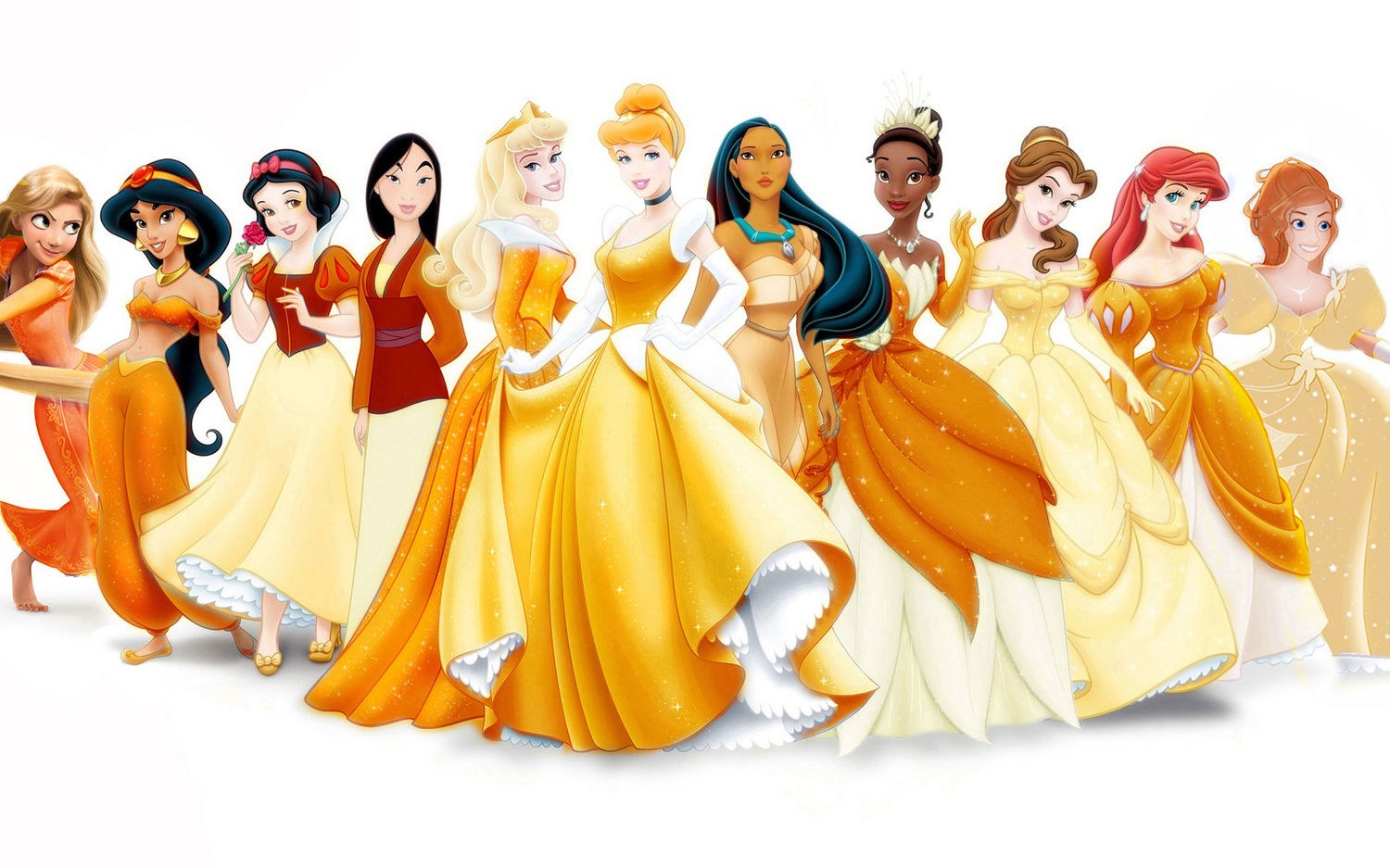 Disney Princess Live Wallpaper - Disney Princess In Different Dresses - HD Wallpaper 