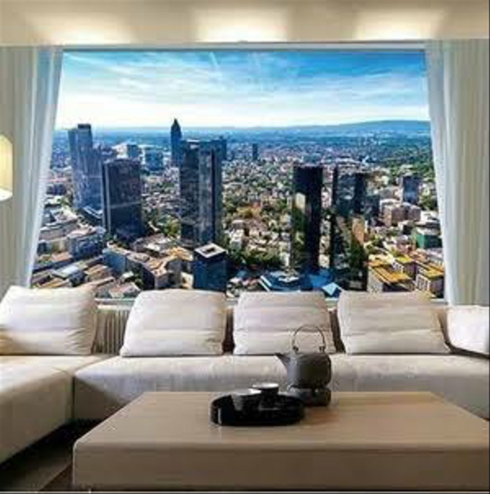 Wallpaper Dinding Custom Motif Gedung Kota - Frankfurt Am Main - HD Wallpaper 