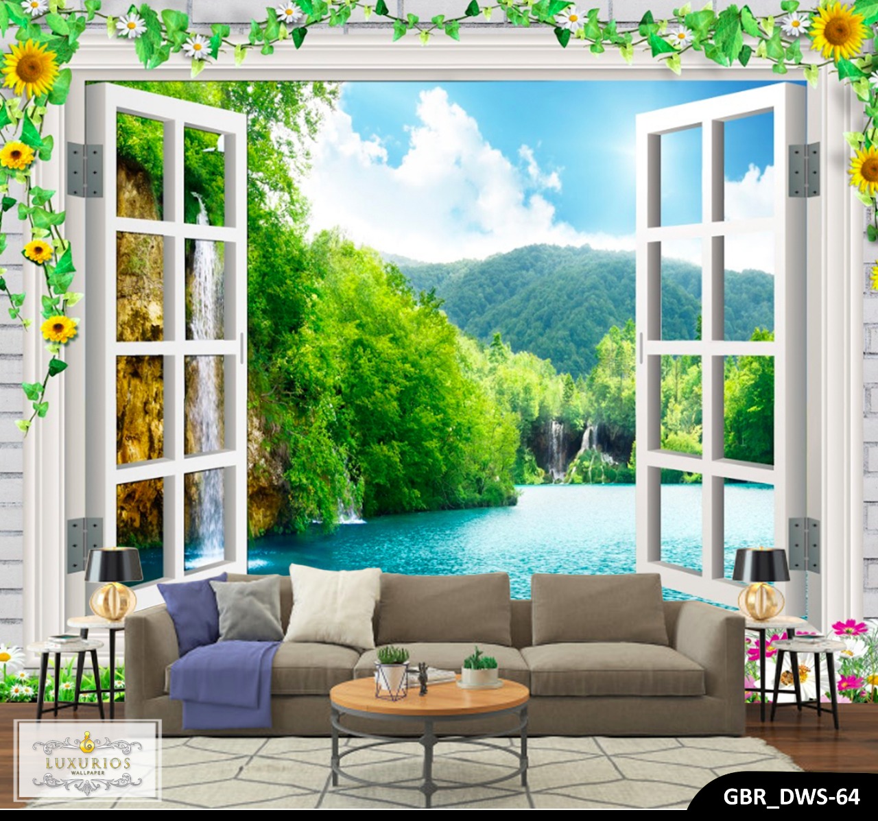 Wallpaper 3d Wallpaper Dinding Custom Pemandangan Alam - Window Landscape - HD Wallpaper 