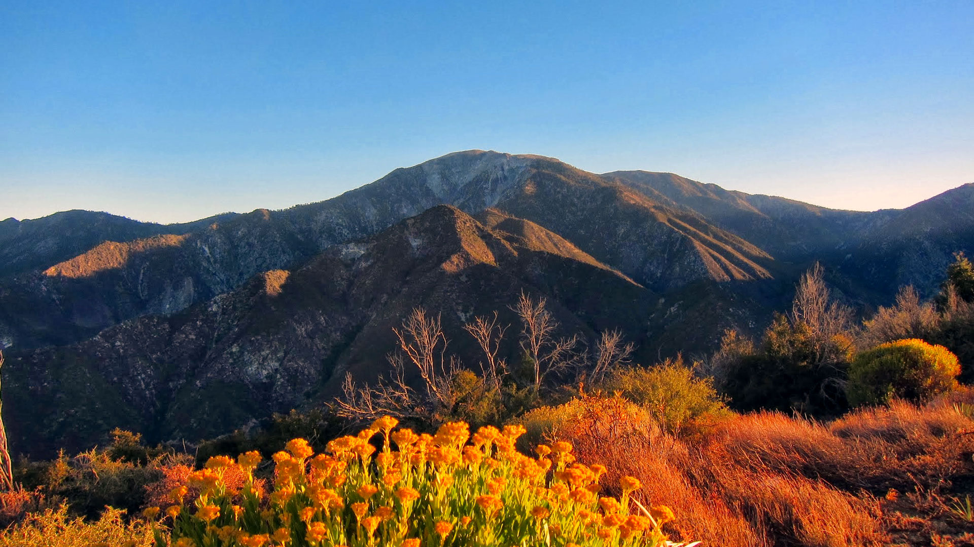 Mount Baldy At Sunrise - San Gabriel Mountains - HD Wallpaper 