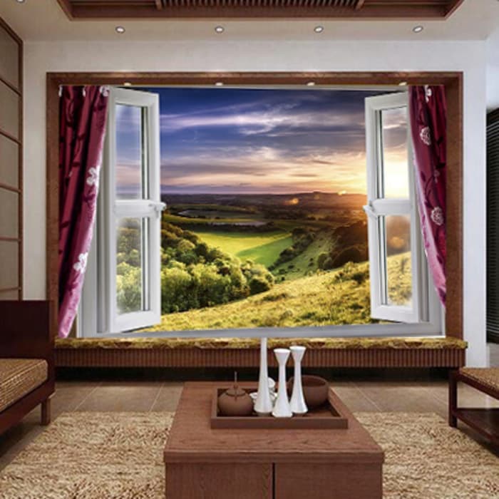 Through Window Landscape Background - HD Wallpaper 