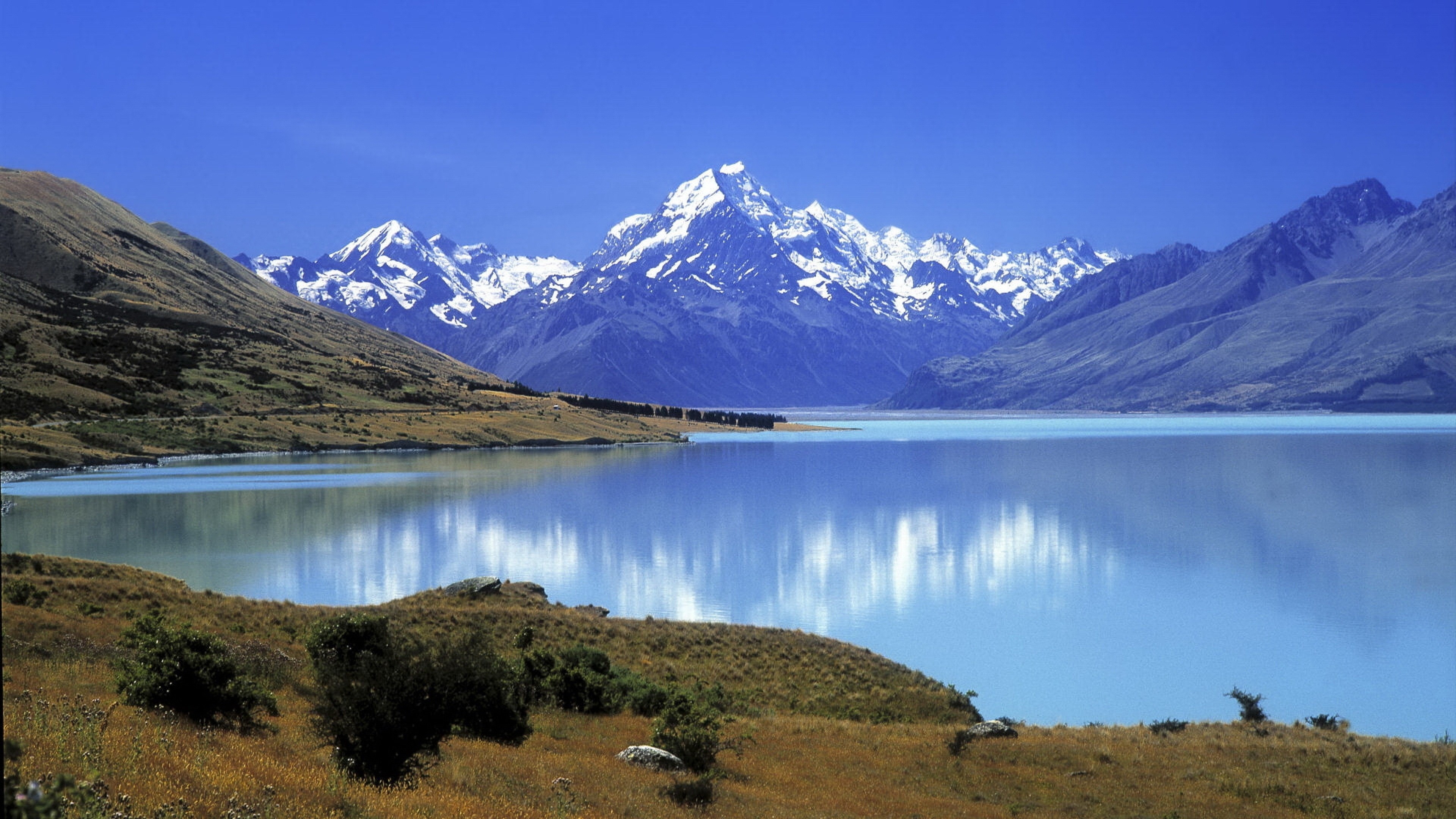 Lake Mountain Snow Foot Form Top Beautiful Nature Wallpaper - Mount Cook From Twizel - HD Wallpaper 