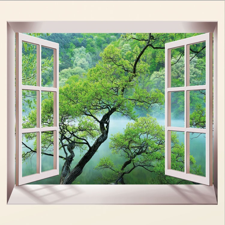 Nature Scenery 3d Window Mural Wallpaper Interior Decor/ - Wall Painting Three Dimensional - HD Wallpaper 
