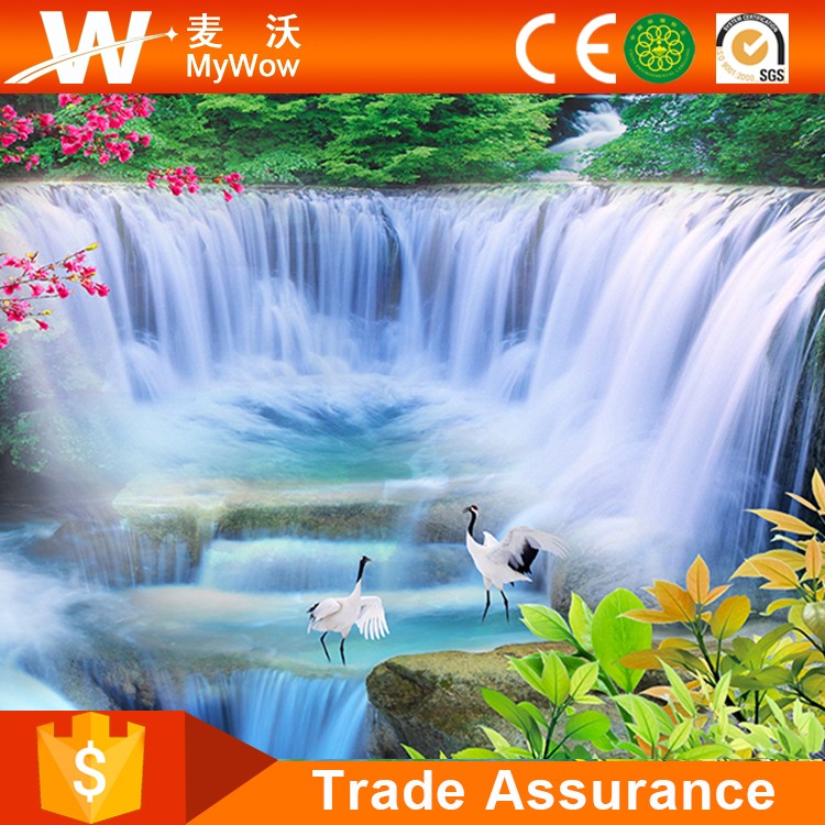 Air Terjun Dengan Egret Dinding Mural Pemandangan Alam - Air Terjun Wallpaper Pemandangan - HD Wallpaper 